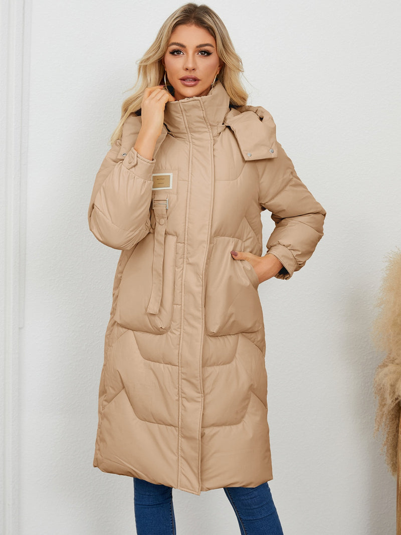 Long Sleeve Longline Hooded Winter Coat