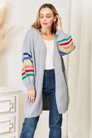 Cardigan long ouvert sur le devant à rayures multicolores Double Take