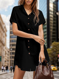 Pocketed Button Up Short Sleeve Dress
