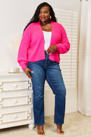 Cardigan tissé à épaules tombantes ouvert sur le devant en tricot côtelé droit