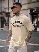 CALIFORNIA Camiseta de algodón con estampado de letras para hombre 