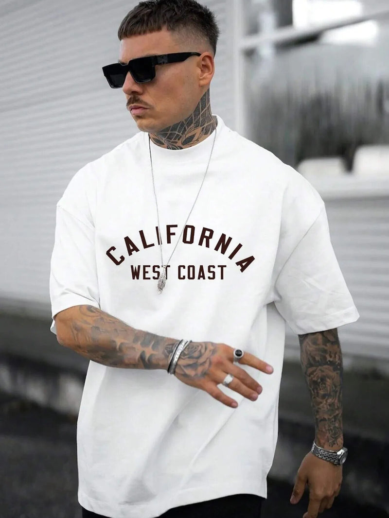 CALIFORNIA Men's Letter Print Cotton T-Shirt