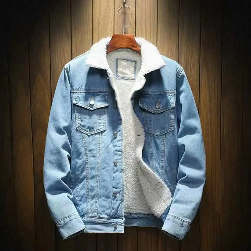 Men's Winter Cashmere Lining  Denim Jacket