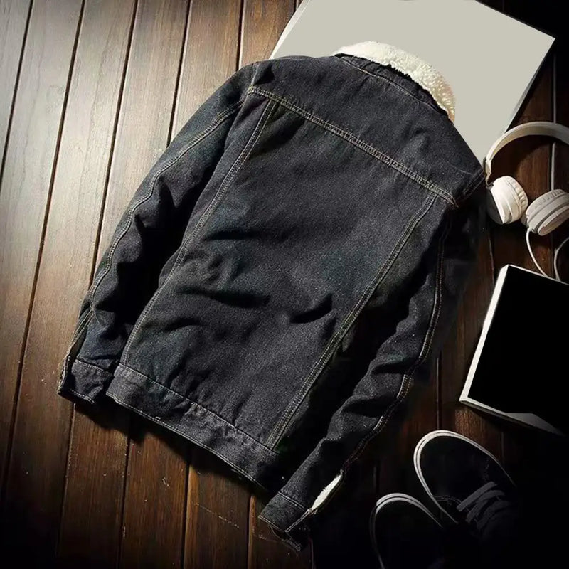 Men's Winter Cashmere Lining  Denim Jacket