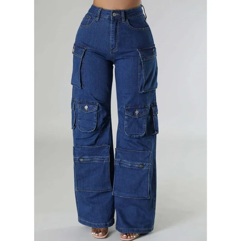 Multi Pockets Wide Leg Cargo Jeans