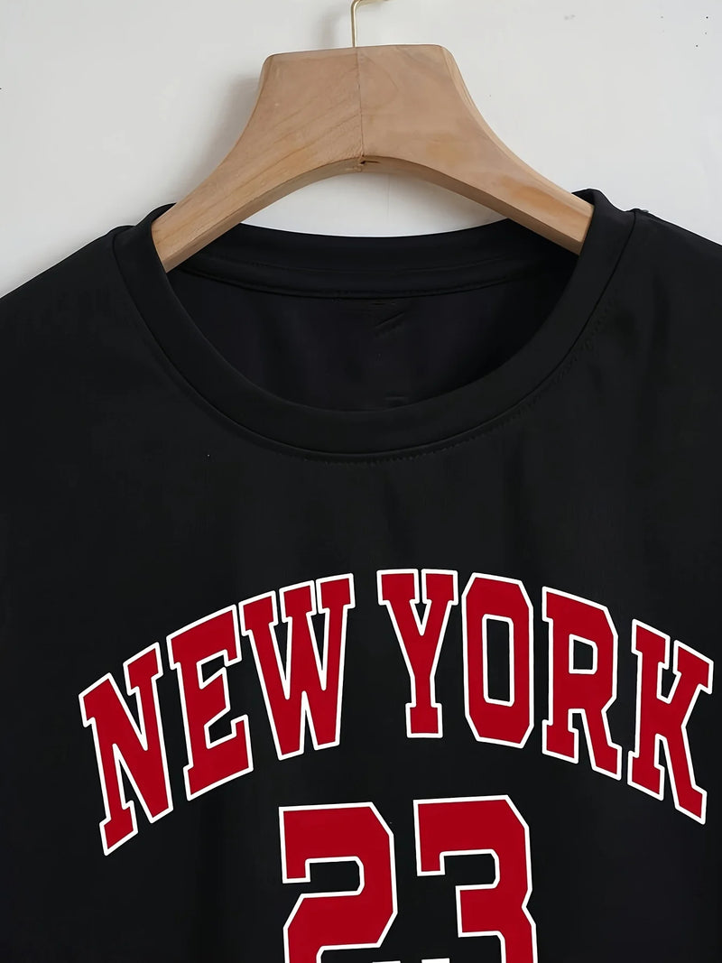 New York Letter Print Crop T-shirt