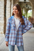 Mandy Plaid Long Sleeve Hooded Jacket