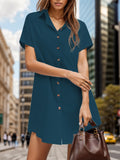Pocketed Button Up Short Sleeve Dress