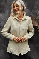 Veste en jean boutonnée effet vieilli