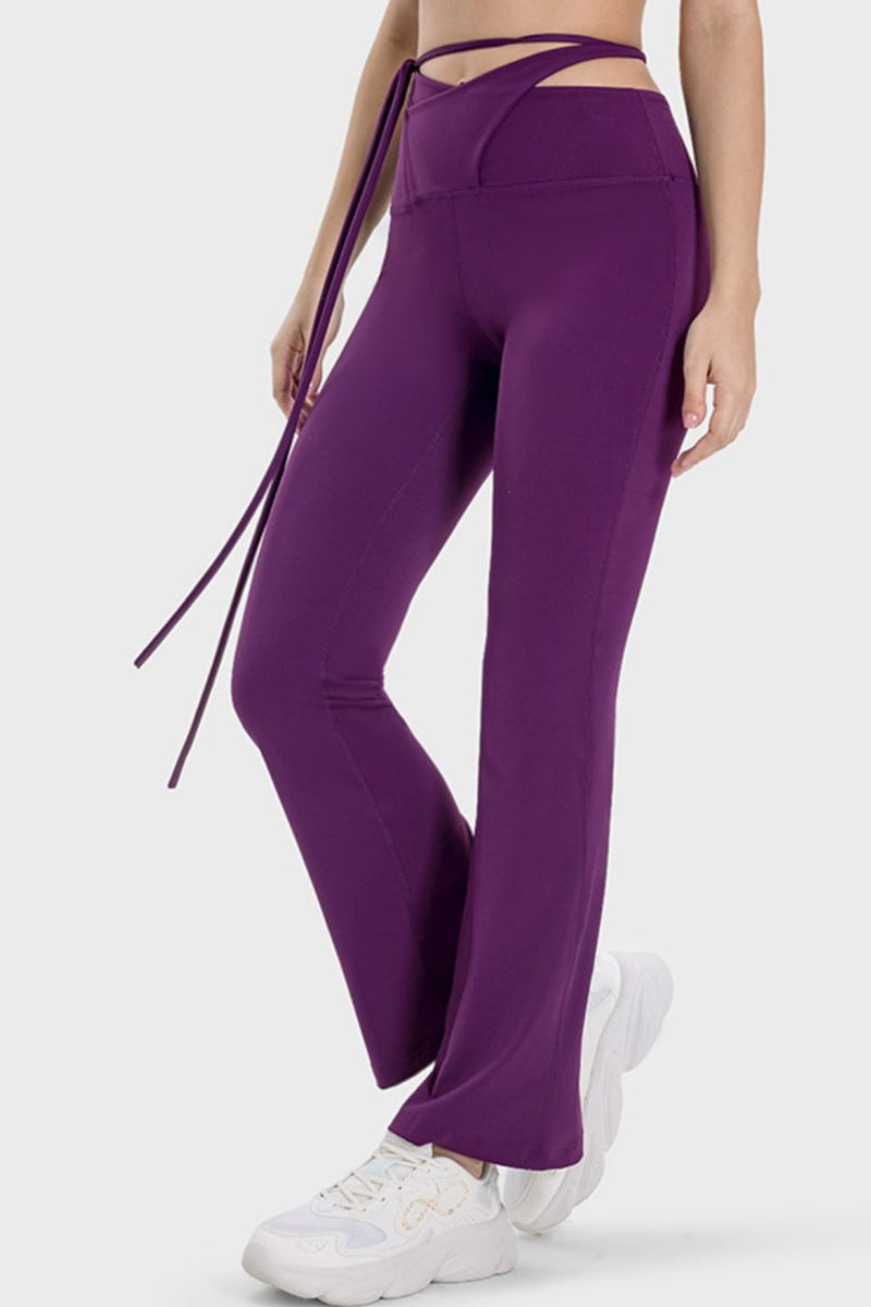 Tied Mid-Rise Waist Active Pants
