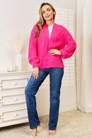 Cardigan tissé à épaules tombantes ouvert sur le devant en tricot côtelé droit