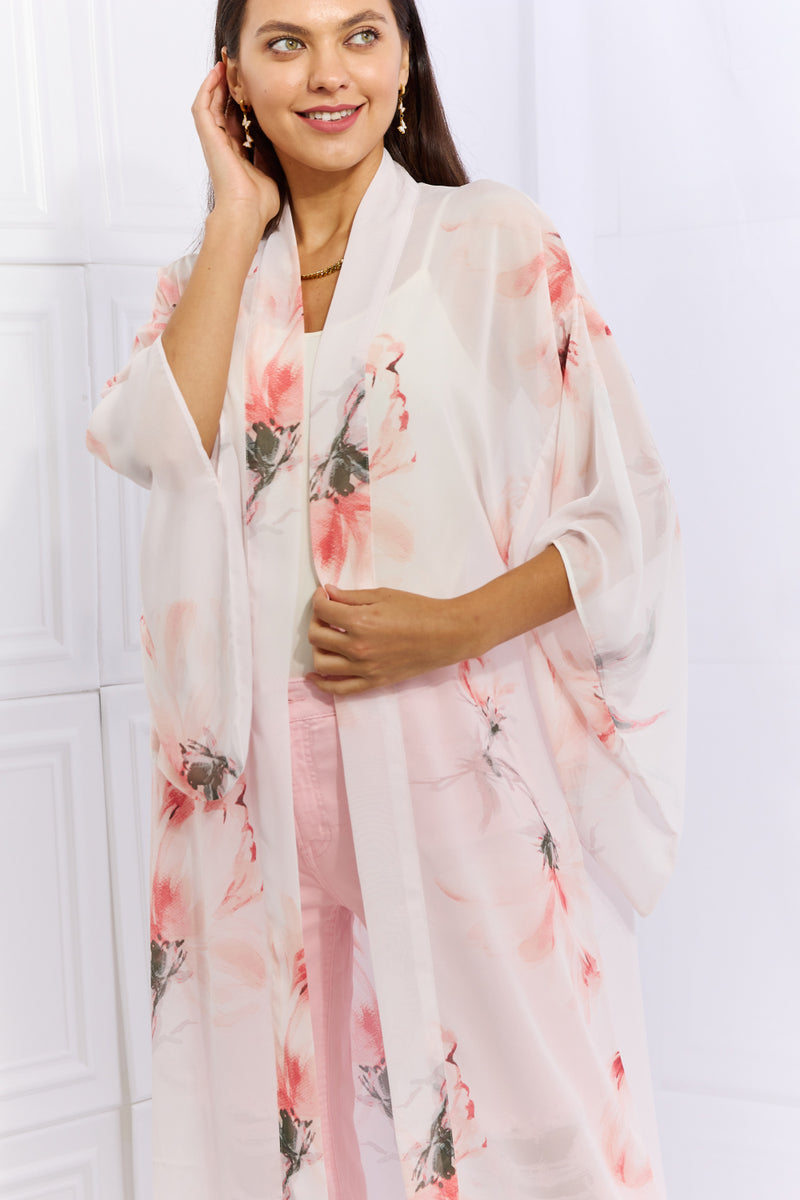 Cardigan kimono en mousseline à fleurs OneTheLand Pick Me