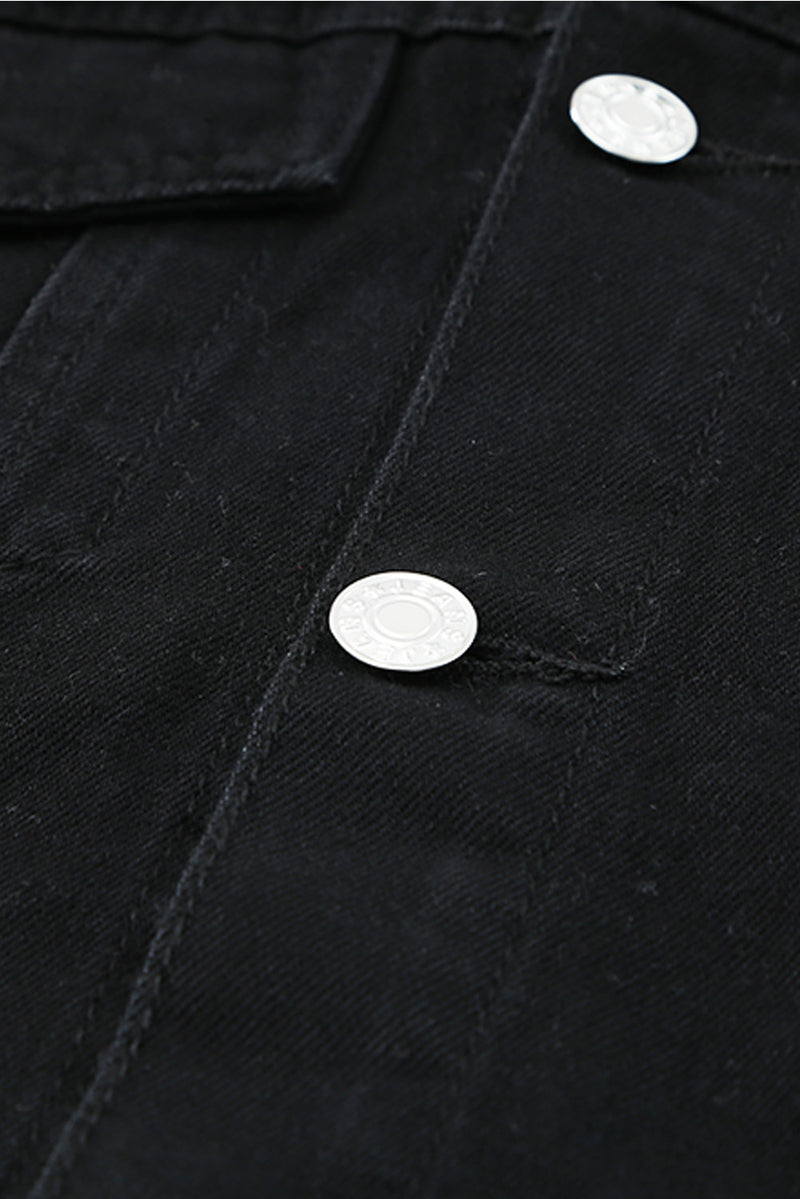 Veste en jean boutonnée effet vieilli avec poches