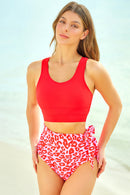 Maillot de bain deux pièces noué bicolore