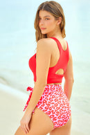 Maillot de bain deux pièces noué bicolore