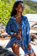 Chemise longue boutonnée avec poches poitrine