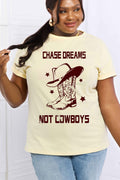 Camiseta de algodón con gráfico CHASE DREAMS NOT COWBOYS de tamaño completo de Simply Love