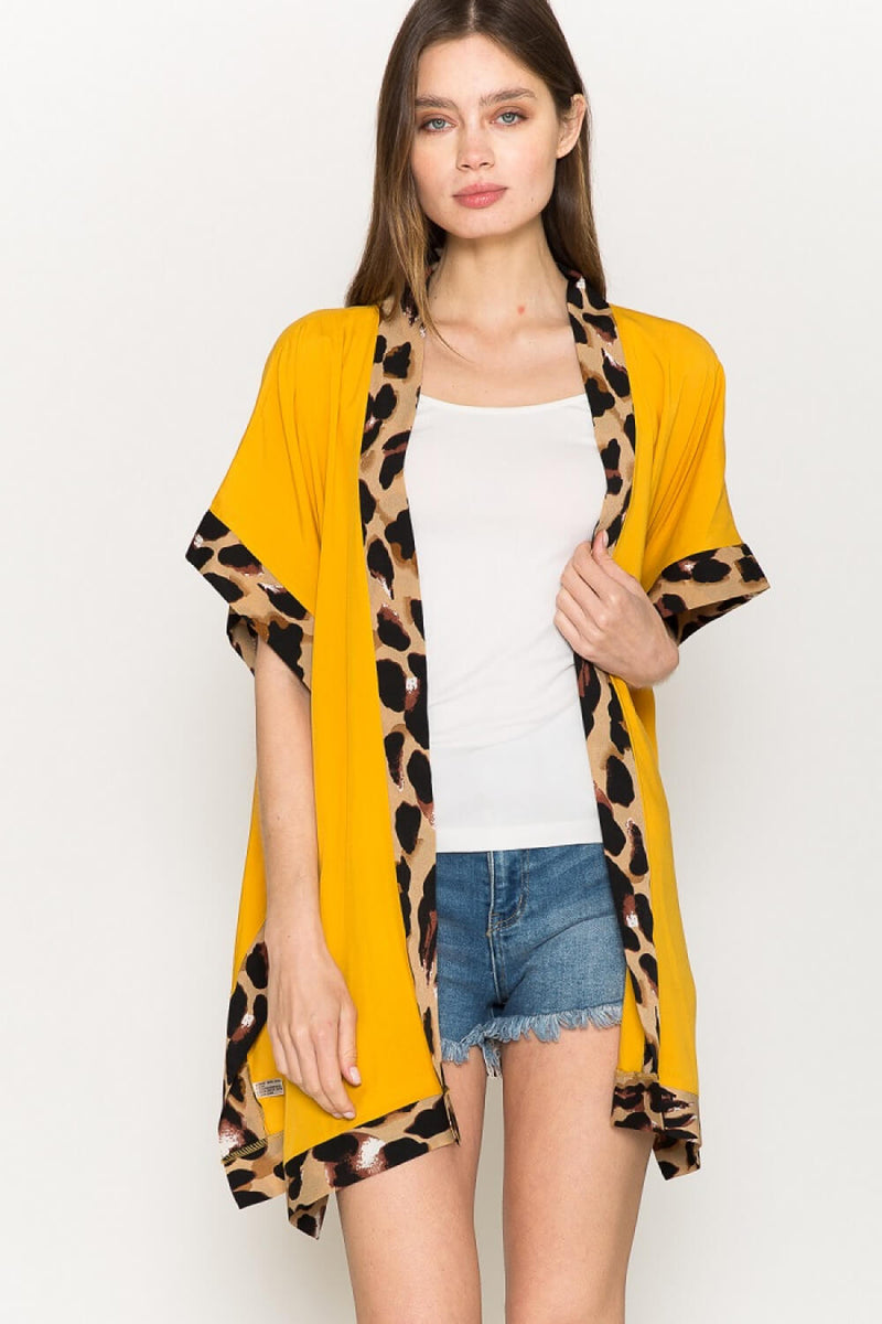 Justin Taylor Contrast Open Front Slit Cardigan