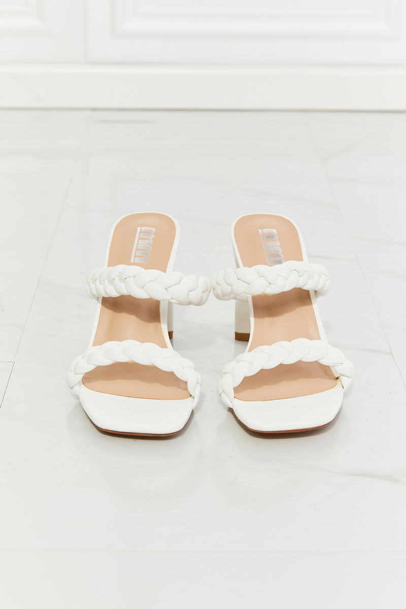 MMShoes In Love Sandale à talon bloc double tressé en blanc