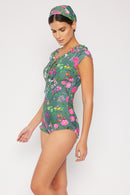 Marina West Swim - Bring Me Flowers - Maillot de bain une pièce à col en V - Sauge