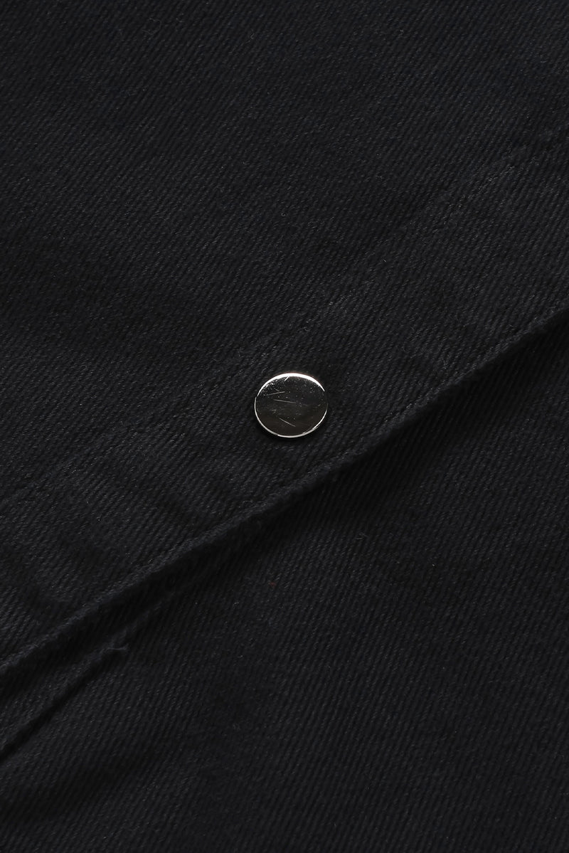 Veste en jean boutonnée à bordure effilochée