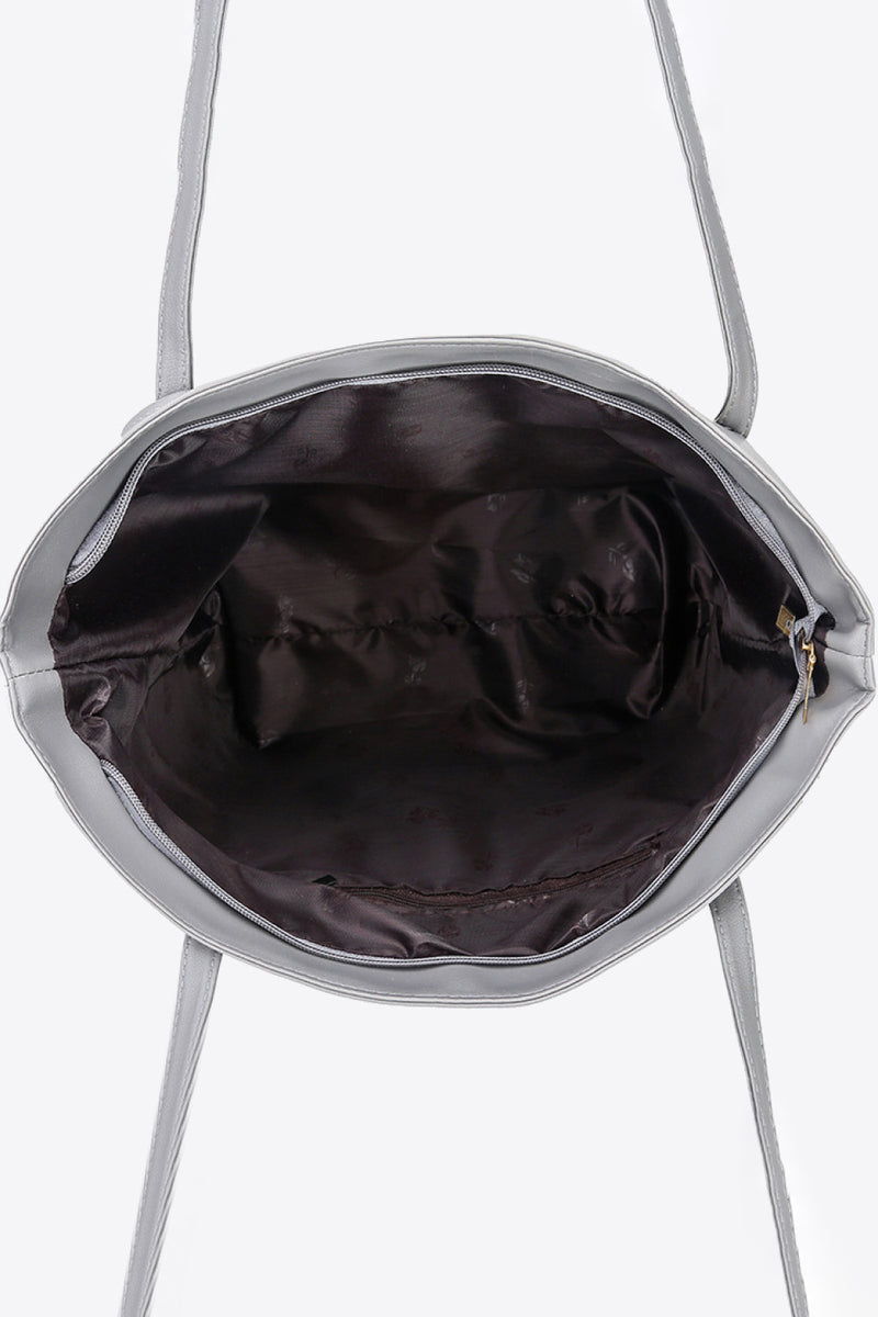 Two-Tone PU Leather Tote Bag
