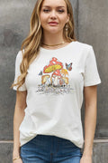 Simply Love T-shirt en coton avec image champignon et papillon pleine taille