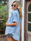 Veste en jean à col avec poches