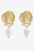 Pendants d'oreilles plaqués or avec perles