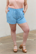 Culture Code Full Size High Waisted Paper bag Shorts in Blue Bell
