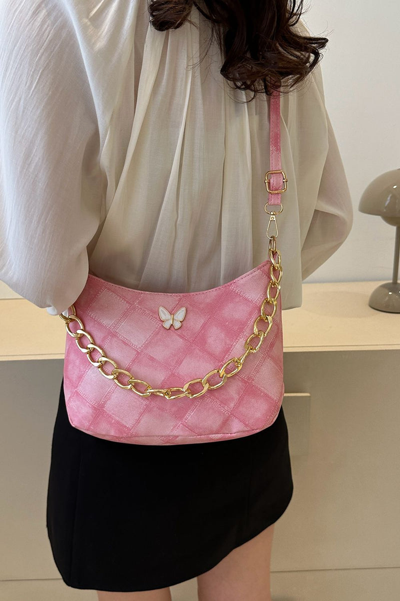 Sac à bandoulière en cuir PU à décor de papillons