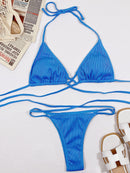 Ensemble de Bikini Côtelé Croisé à Dos Nu