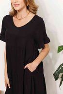 Robe étagée à manches volantées et col en V Double Take