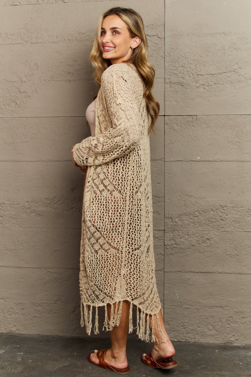 HEYSON Boho Chic Cardigan à franges en tricot occidental pleine taille