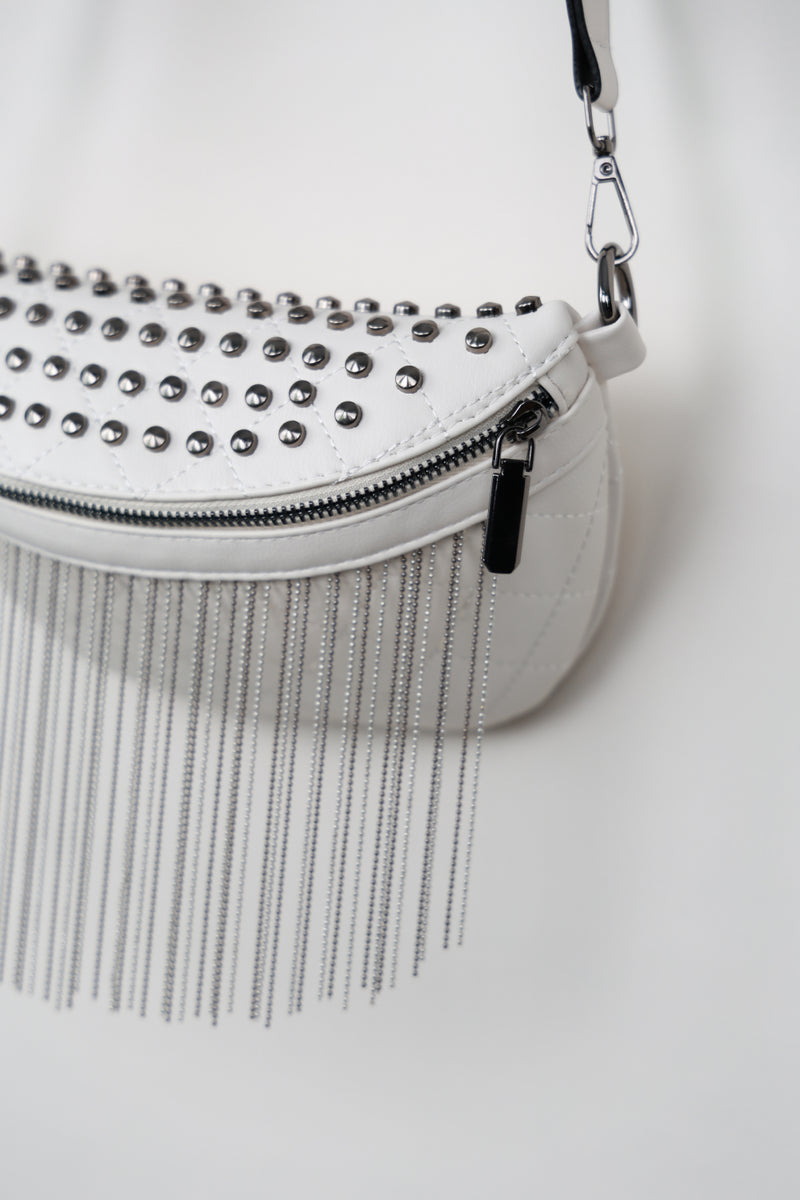 Sac à bandoulière clouté en cuir PU avec franges