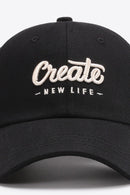 CREATE NEW LIFE Casquette de baseball ajustable en coton