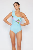 Marina West Swim Vacay Mode Maillot de bain une épaule en bleu pastel