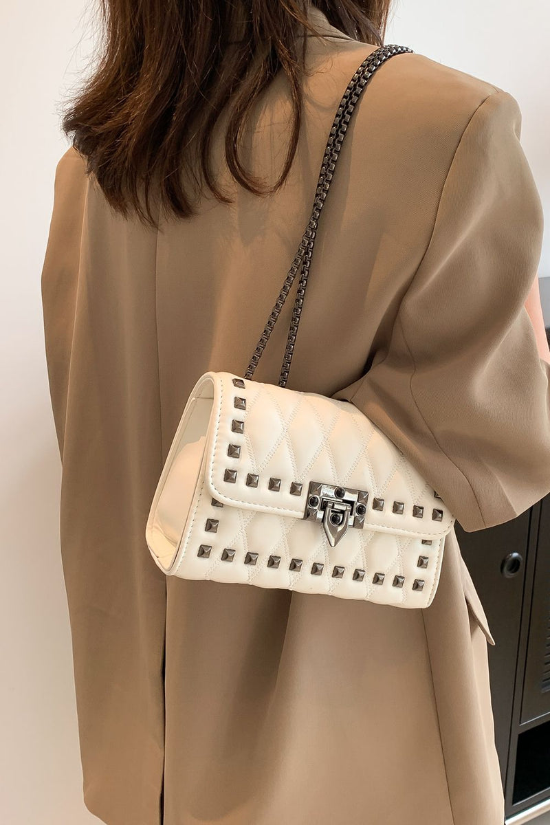 Studded PU Leather Crossbody Bag