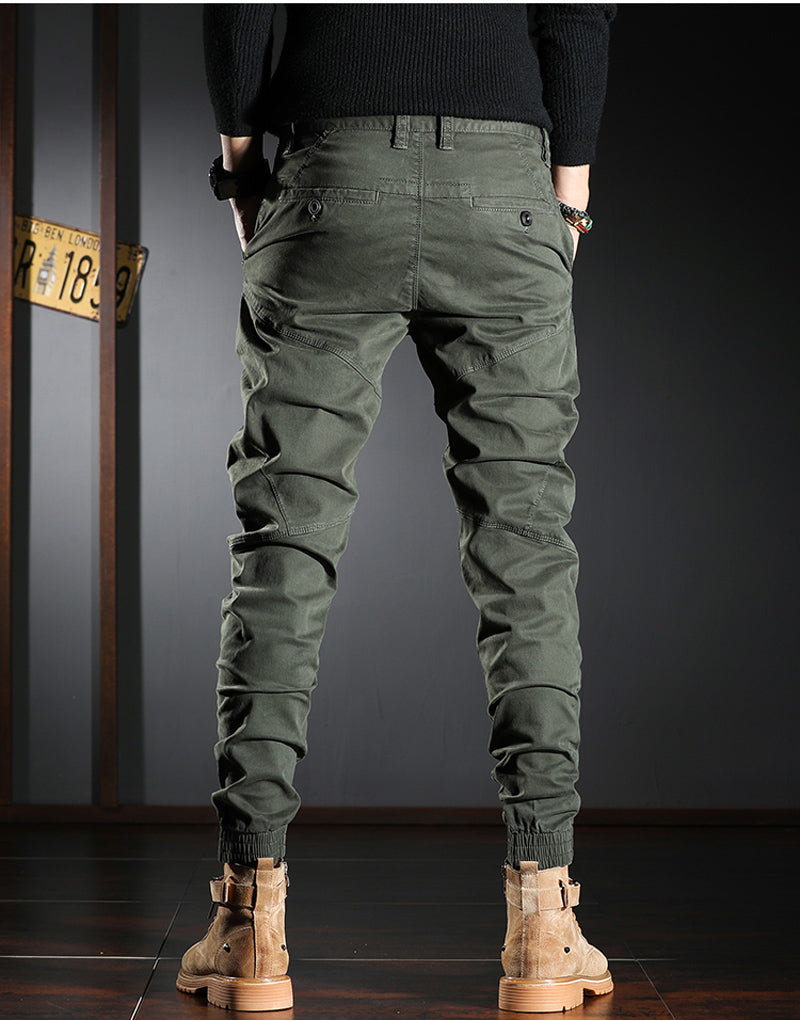 Pantalones cargo de patchwork empalmados estilo diseñador para hombre