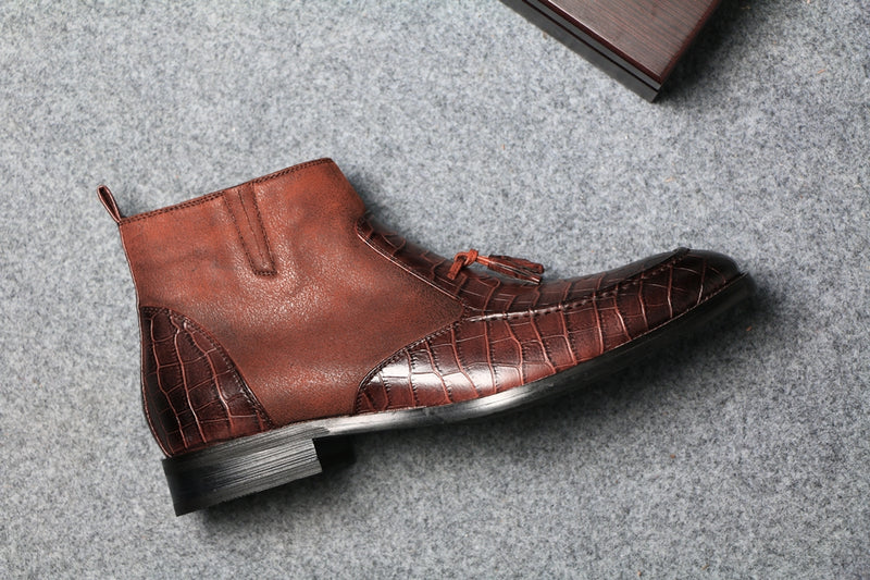 Men's Luxurious Faux Leather Ankle Boots