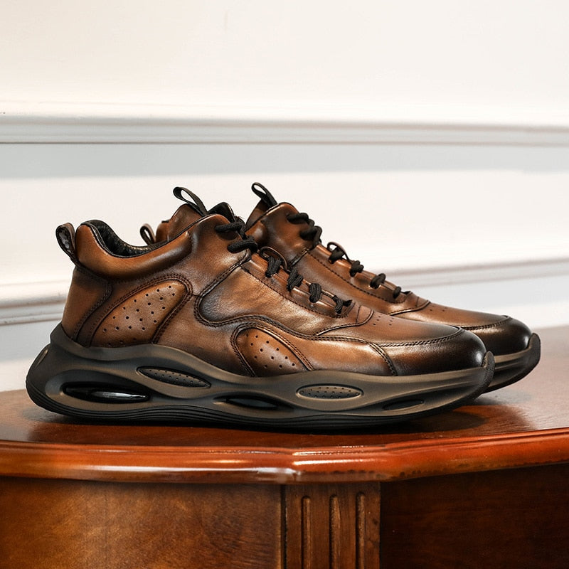 DESAI Men's Casual Genuine Leather Sneakers
