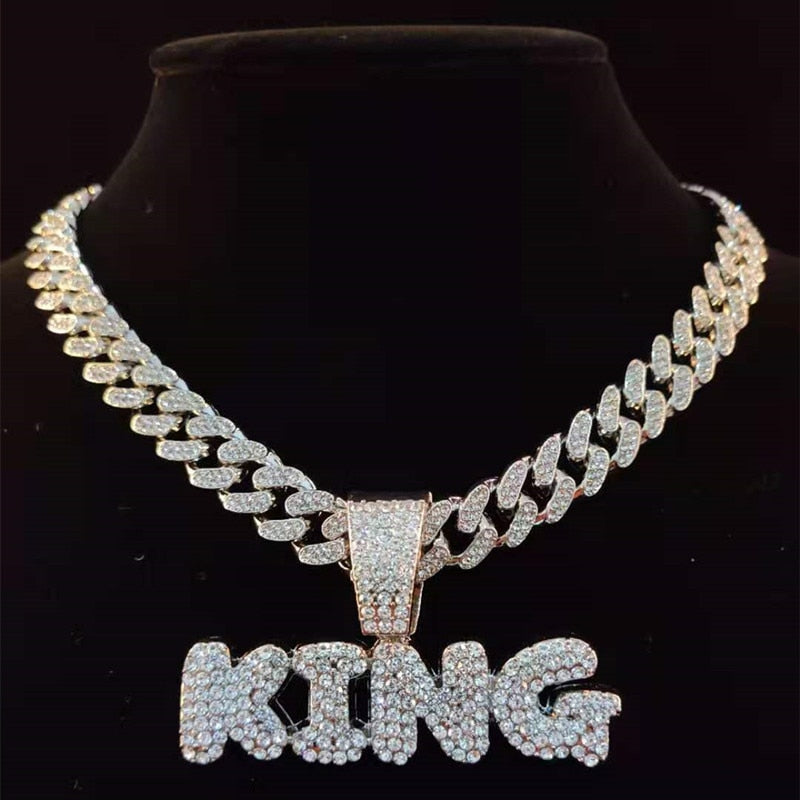 KING Pendentif pour homme Iced Out Collier