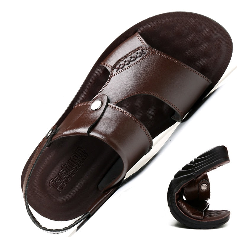 Sandales de marche en cuir véritable pour hommes