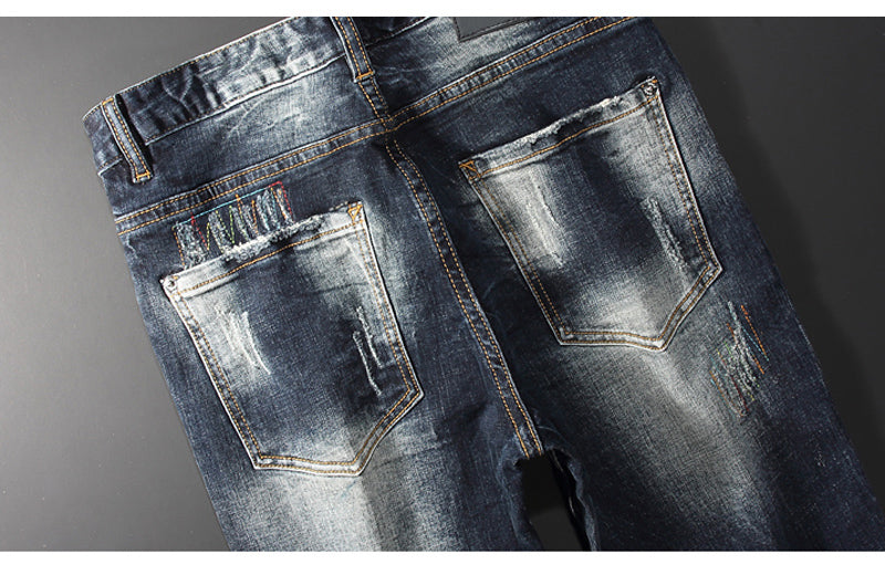 Jeans Streetwear Denim Punk Retro Distressed pour hommes