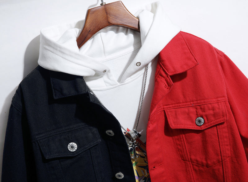 Men's Patchwork Collar Outwear Denim Jacket