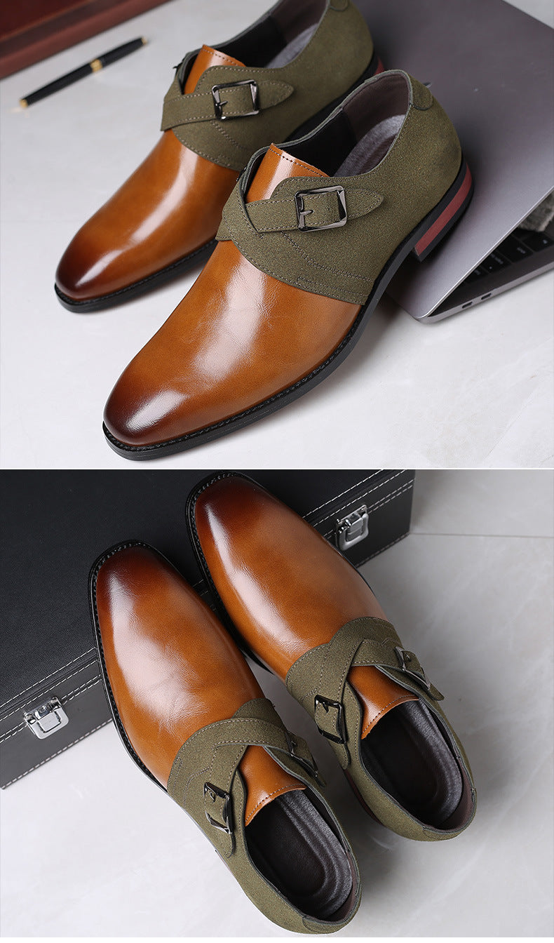TAC Men's Faux Leather Buckle Formal Oxford Shoes