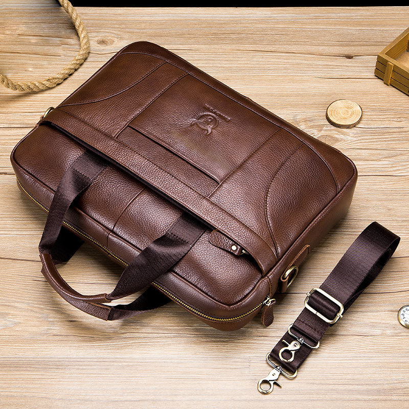 BULLCAPTAIN Men's Genuine Leather Business Briefcase bag