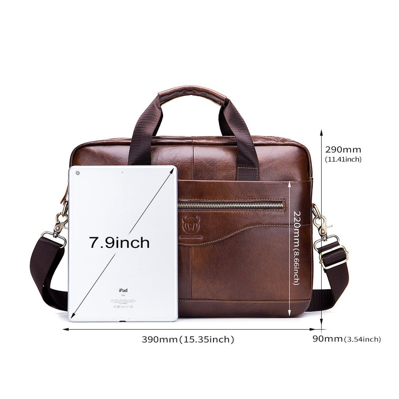 BULLCAPTAIN Men's Fashion Retro Cowhide Leather Briefcase Bag