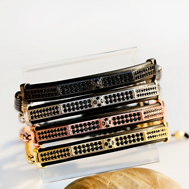 Bracelets de luxe en zircon noir pour hommes 
