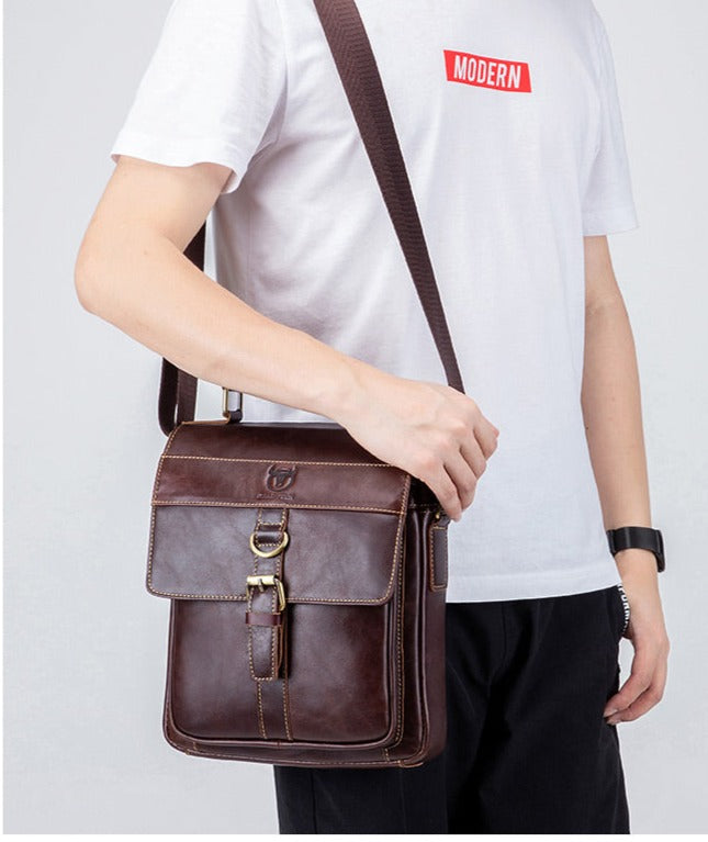 BULLCAPTAIN Men's Leather Business Messenger Bag